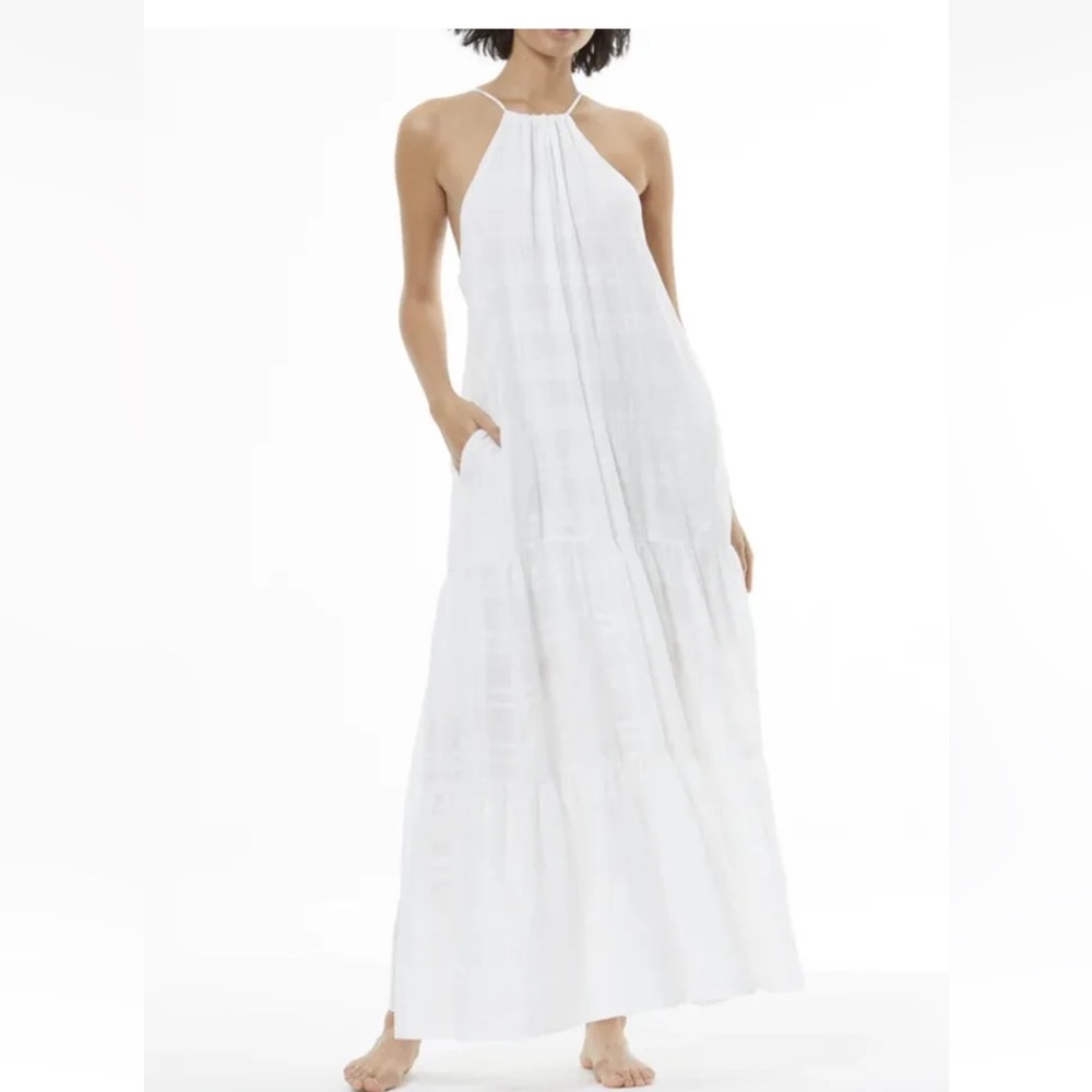 YFB Young Fabulous & Broke Emmy Maxi Dress White 100% cotton Summer Beach size S